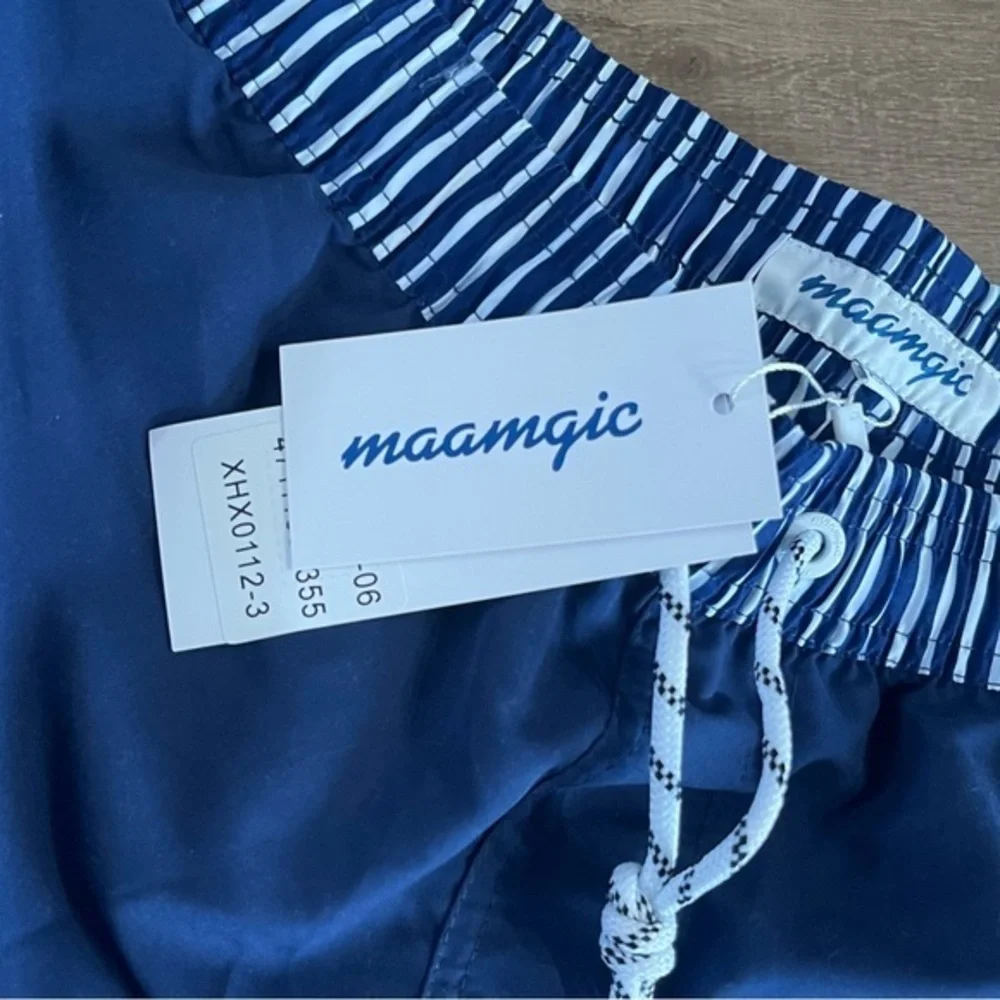 Maamgic Mens Swim Trunks Mesh Lining Navy Blue XXL Elastic‎ Waist Drawstring NWT